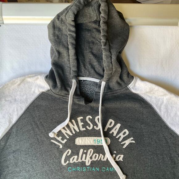 Men’s Long Sleeve Hoodie size L, Gray, With Hand Warmer, Jenness Park California - Picture 6 of 9